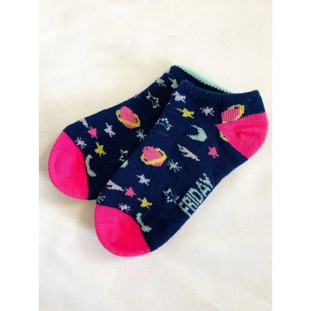 3/$30 NEW Toddler 7-8.5 Day of the Week Multi Color Patterned Socks